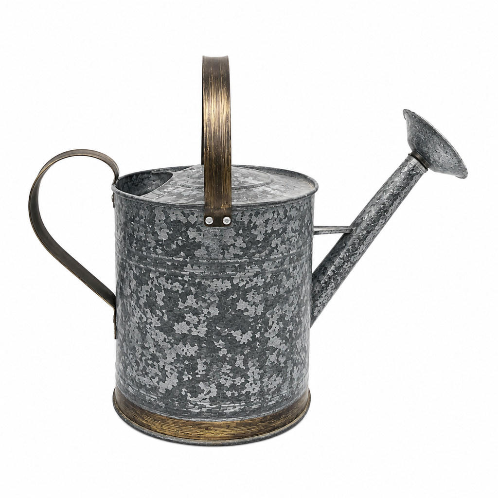 Galvanized Metal Garden Watering Can with Rose Spout