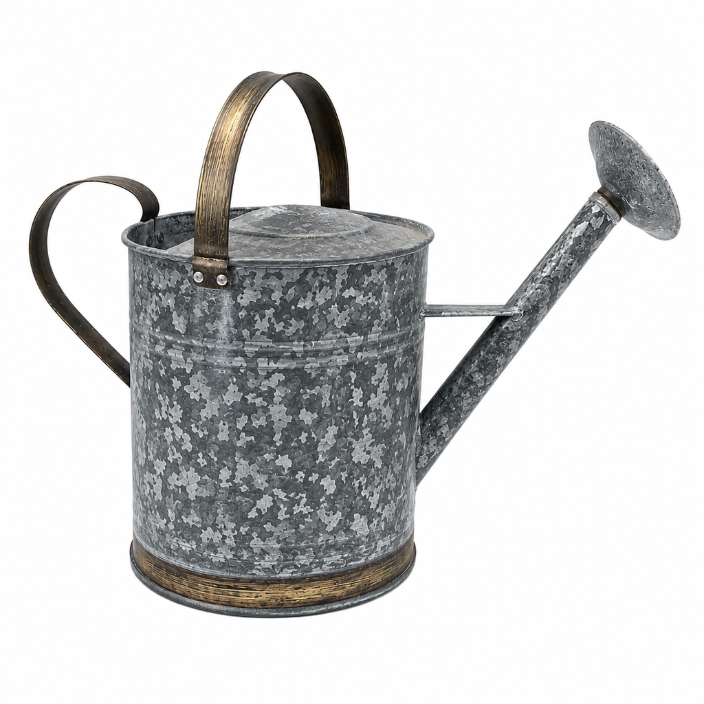Galvanized Metal Garden Watering Can with Rose Spout