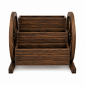3-Tier Wooden Wagon Wheel Garden Planter with Rustic Display Shelves